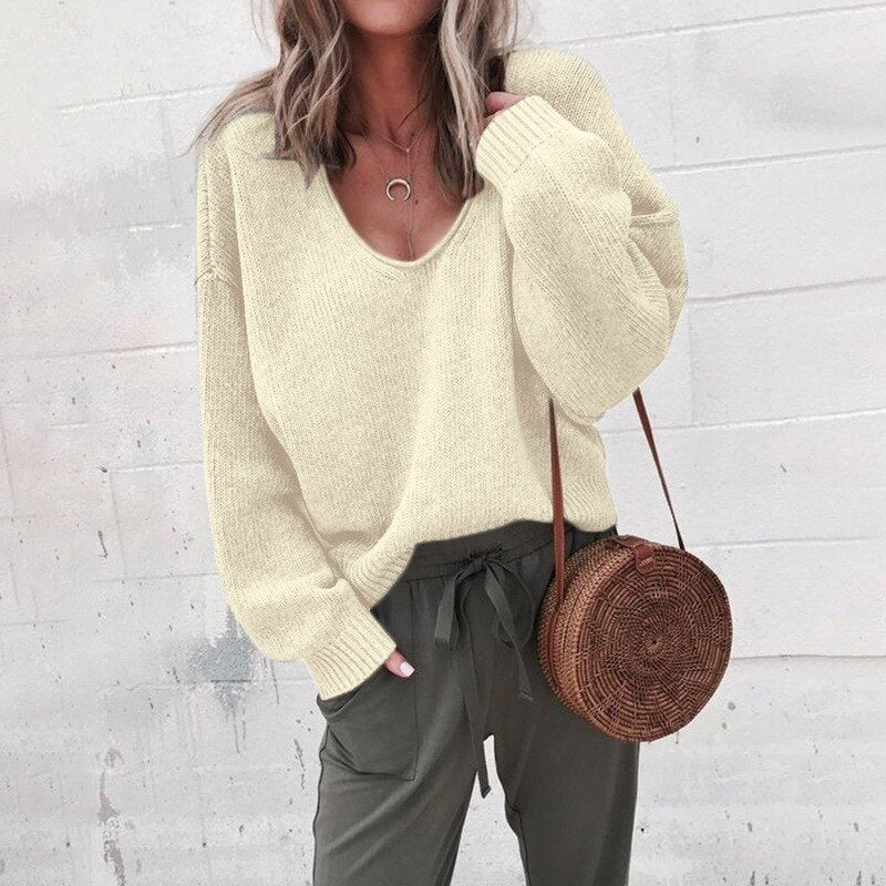 Faye - Pull élégant en tricot pour femmes avec col en V stylé