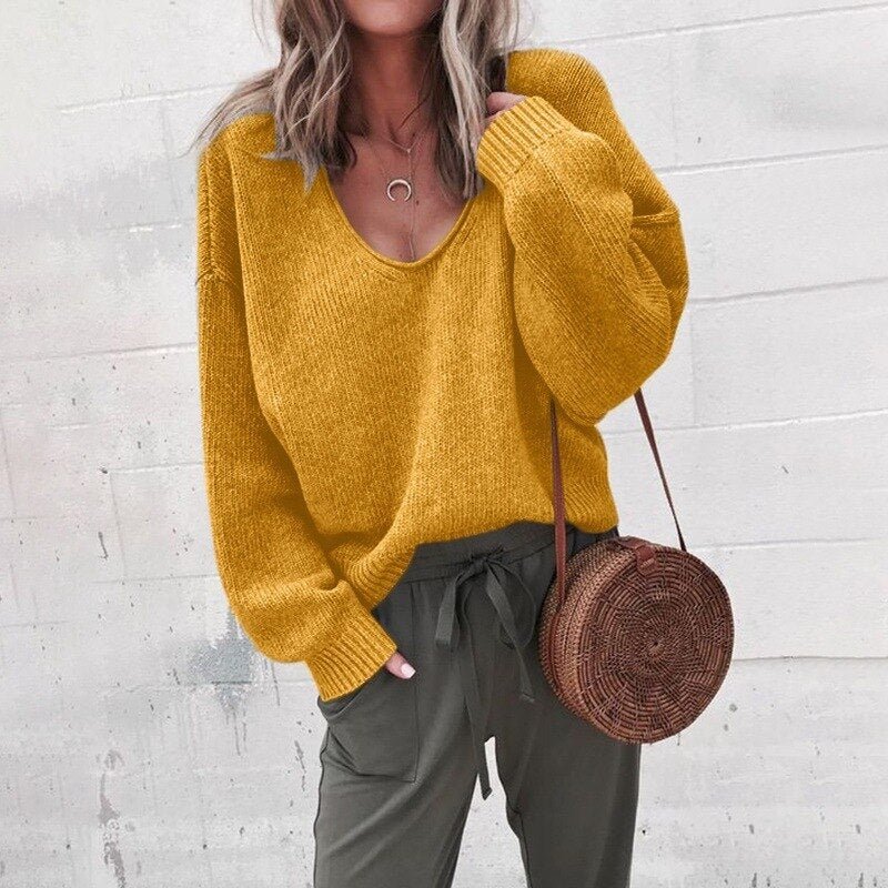 Faye - Pull élégant en tricot pour femmes avec col en V stylé