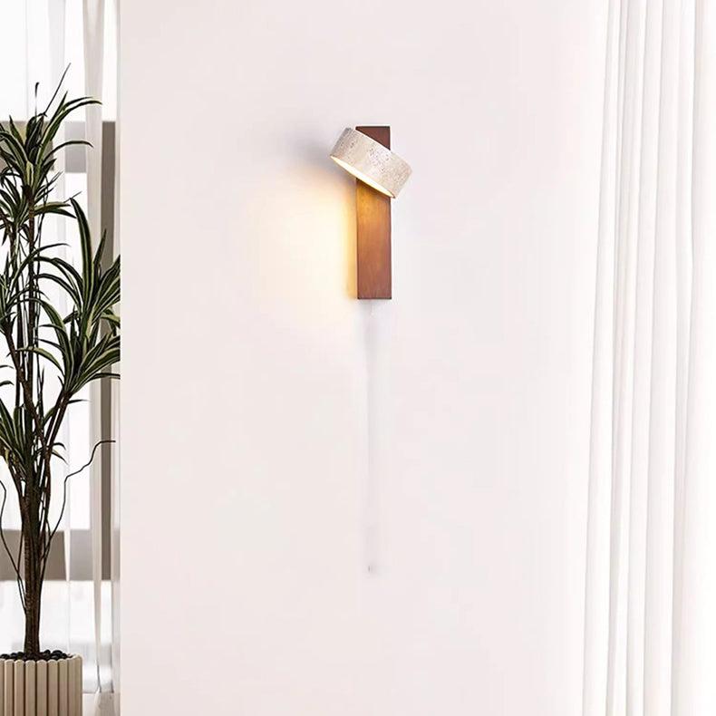 Lampe murale élégante en travertin Wabi Sabi blanc cassé