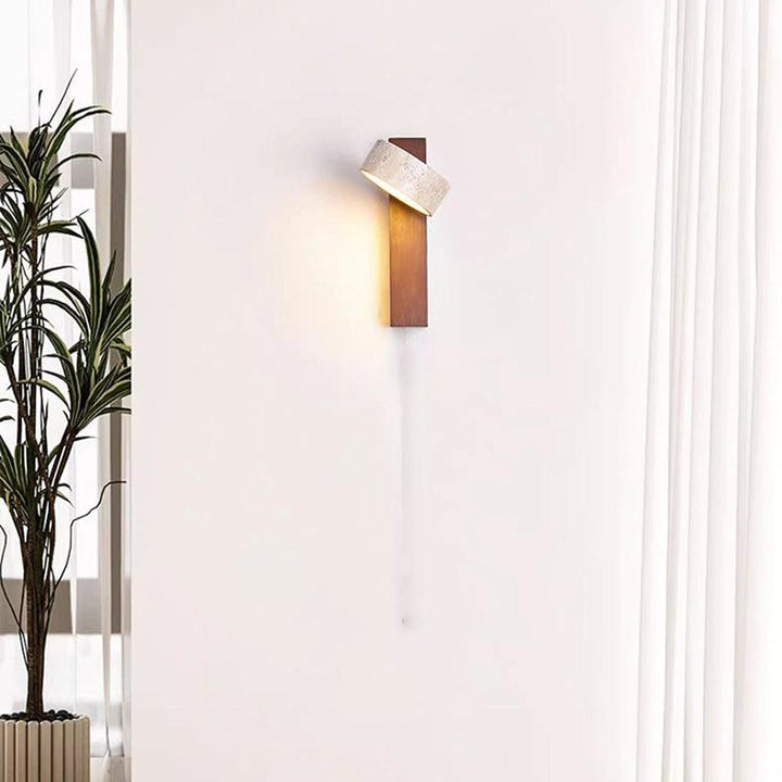 Lampe murale élégante en travertin Wabi Sabi blanc cassé